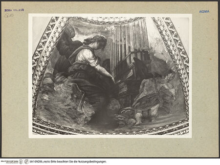 Vorderseite von Rigamonti [https://rightsstatements.org/page/CNE/1.0/] Marienzyklus in der Cappella FerrerOrgel spielender Engel - , bh169286_recto. Foto: Rigamonti.