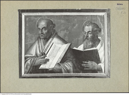 Vorderseite von Bibliotheca Hertziana [https://www.deutsche-digitale-bibliothek.de/content/lizenzen/rv-fz/] zwei Kirchenväter (?) - , bh169459_recto. Foto.