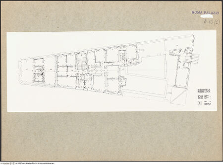 Vorderseite von Bibliotheca Hertziana [https://www.deutsche-digitale-bibliothek.de/content/lizenzen/rv-fz/] Dokumentation: Pläne und GrundrisseSerie von Planzeichnungen zum Palazzo Zuccari - Pianta Debold / v. Petz Nr. 8, bh169927_recto. Foto.