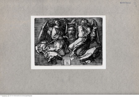 Vorderseite von  [http://creativecommons.org/publicdomain/mark/1.0/] Das Schweißtuch von zwei Engeln gehalten - , bh170727. Foto.