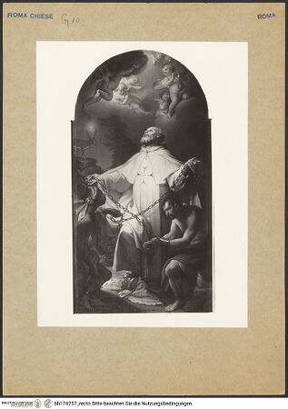 Vorderseite von ICCD [https://www.deutsche-digitale-bibliothek.de/content/lizenzen/rv-ez/] Die Gründer des TrinitarierordensDer heilige Felix von Valois und zwei Sklaven - Aufnahme ohne Ädikula, bh174757_recto. Foto.