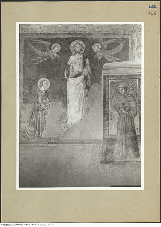 Vorderseite von Getty Research Institute [https://www.deutsche-digitale-bibliothek.de/content/lizenzen/rv-fz/] Thronende Madonna, Noli me tangere und der später ergänzte heilige Antonius von Padua - Gesamtansicht (nach Restaurierung), bh175362_recto. Foto: Hutzel, Max.