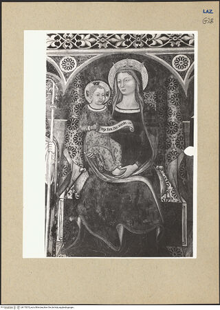 Vorderseite von Getty Research Institute [https://www.deutsche-digitale-bibliothek.de/content/lizenzen/rv-ez/] HeiligendarstellungenThronende Madonna umgeben von Heiligen - Detail: Madonna, bh175373_recto. Foto: Hutzel, Max.