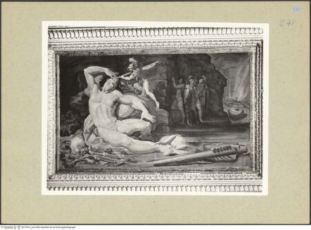 Vorderseite von Villani (Bologna) [https://www.deutsche-digitale-bibliothek.de/content/lizenzen/rv-ez/] Abenteuer des Odysseus und IgnudiBlendung des Polyphem - Gesamtansicht, bh175412_recto. Foto.