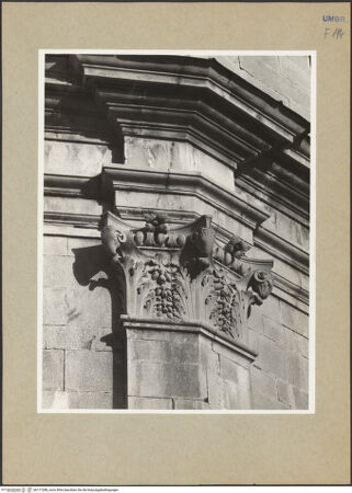 Vorderseite von Getty Research Institute [https://www.deutsche-digitale-bibliothek.de/content/lizenzen/rv-ez/] Kapitelle am AußenbauKapitell mit Widderköpfen anstelle der Voluten, zwischen den Eckblättern Früchte-Festons - Gesamtansicht, bh177288_recto. Foto: Hutzel, Max.