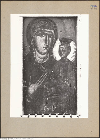 Vorderseite von Sopr. BAS BA [https://www.deutsche-digitale-bibliothek.de/content/lizenzen/rv-ez/] Madonna (sog. Madonna della Fonte) - Gesamtansicht (vor der Restaurierung), bh183561_recto. Foto.