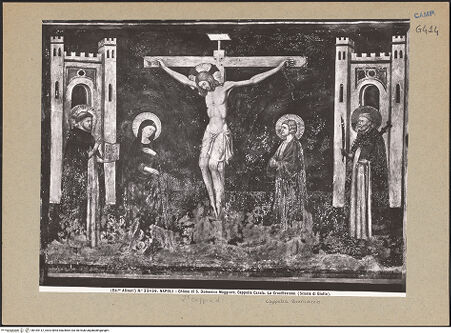 Vorderseite von Alinari [https://www.deutsche-digitale-bibliothek.de/content/lizenzen/rv-ez/] Kreuzigung mit Maria, Johannes, Dominikus und Petrus dem Märtyrer - Gesamtansicht, bh184112_recto. Foto.