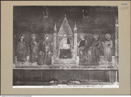 Vorderseite von Alinari [https://www.deutsche-digitale-bibliothek.de/content/lizenzen/rv-ez/] Christus thronend mit Heiligen, Karl von Kalabrien, König Robert 1, Sancia von Mallorca und Johanna 1. von Neapel - Gesamtansicht, bh184114_recto. Foto.