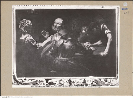 Vorderseite von Alinari [https://www.deutsche-digitale-bibliothek.de/content/lizenzen/rv-ez/] Petrus verleugnet Christus - Gesamtansicht, bh184126_recto. Foto.