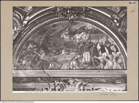 Vorderseite von Alinari [https://www.deutsche-digitale-bibliothek.de/content/lizenzen/rv-ez/] Szenen aus dem Leben des heiligen JanuariusDer heilige Januarius stoppt den Lavafluß - Gesamtansicht, bh184130_recto. Foto.