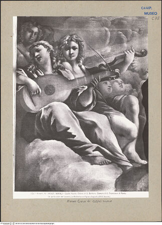 Vorderseite von Alinari [https://www.deutsche-digitale-bibliothek.de/content/lizenzen/rv-ez/] Madonna mit musizierenden Engel - Detail: Engel links, bh184134_recto. Foto.