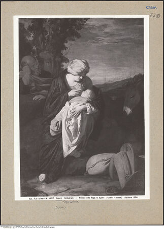 Vorderseite von Alinari [https://www.deutsche-digitale-bibliothek.de/content/lizenzen/rv-ez/] Ruhe auf der Flucht nach Ägypten - Gesamtansicht, bh184143_recto. Foto.