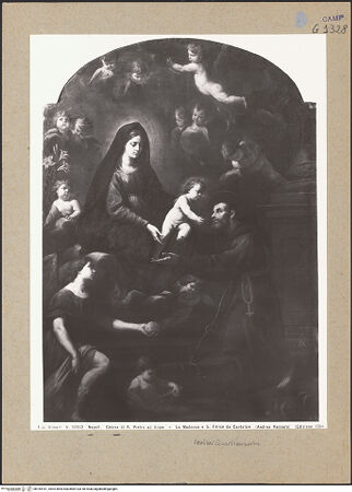 Vorderseite von Alinari [https://www.deutsche-digitale-bibliothek.de/content/lizenzen/rv-ez/] Die Madonna mit dem heiligen Felix von Cantalice - Gesamtansicht, bh184161_recto. Foto.