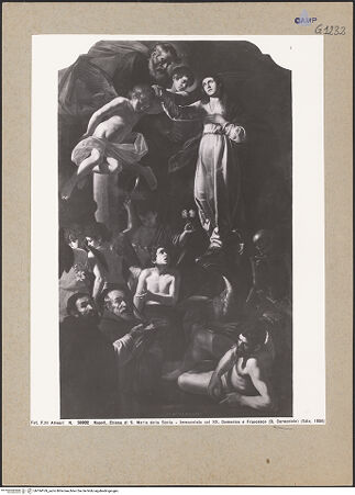 Vorderseite von Alinari [https://www.deutsche-digitale-bibliothek.de/content/lizenzen/rv-ez/] Maria Immaculata mit den heiligen Dominikus und Franziskus - Gesamtansicht, bh184169_recto. Foto.