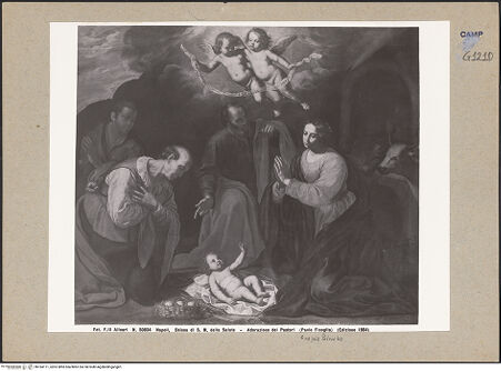 Vorderseite von Alinari [https://www.deutsche-digitale-bibliothek.de/content/lizenzen/rv-ez/] Die Anbetung des Christuskindes durch die Hirten - Gesamtansicht, bh184171_recto. Foto.