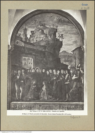 Vorderseite von Alinari [https://www.deutsche-digitale-bibliothek.de/content/lizenzen/rv-ez/] Szenen aus dem Leben des heiligen BenediktDer heilige Benedikt empfängt seine Schüler, den hl. Maurus und den hl. Placidus - Gesamtansicht, bh184188_recto. Foto.