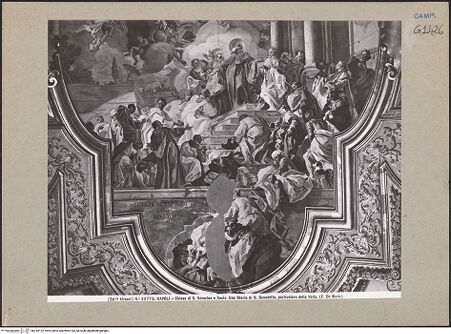 Vorderseite von Alinari [https://www.deutsche-digitale-bibliothek.de/content/lizenzen/rv-ez/] Szenen aus dem Leben des heiligen Benedikt von NursiaVision des hl. Benedikt: die Seele seiner Schwester, der hl. Scholastica, wird in Form einer Taube gen Himmel getragen - Detail, bh184192_recto. Foto.