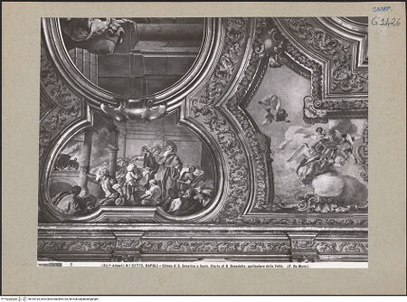 Vorderseite von Alinari [https://www.deutsche-digitale-bibliothek.de/content/lizenzen/rv-ez/] Szenen aus dem Leben des heiligen Benedikt von NursiaDer heilige Benedikt löscht durch ein Wunder einen Brand in der Küche des Klosters - Gesamtansicht, bh184193_recto. Foto.