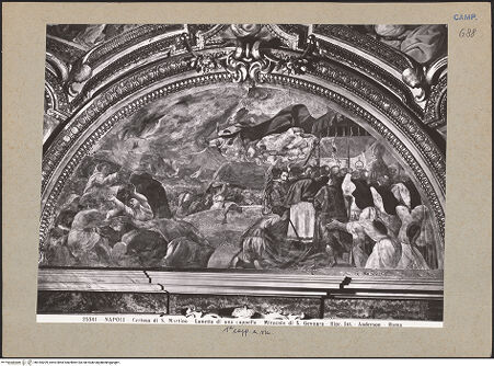 Vorderseite von Alinari [https://www.deutsche-digitale-bibliothek.de/content/lizenzen/rv-ez/] Szenen aus dem Leben des heiligen JanuariusDer heilige Januarius stoppt den Lavafluß - Gesamtansicht, bh184209_recto. Foto.