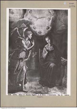 Vorderseite von Alinari [https://www.deutsche-digitale-bibliothek.de/content/lizenzen/rv-ez/] Verkündigung - Gesamtansicht, bh184223_recto. Foto.