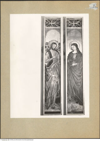 Vorderseite von Hutzel, Max [https://www.deutsche-digitale-bibliothek.de/content/lizenzen/rv-ez/] Die Heiligen Johannes der Täufer, Johannes der Evangelist, Jakobus, Maria Magdalena, Martha und Katharina (Türen einer Orgel) - Heiliger  Johannes der Täufer und Heilige Maria Magdalena, bh184666_recto. Foto: Hutzel, Max.