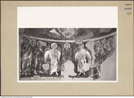 Vorderseite von Hutzel, Max [https://www.deutsche-digitale-bibliothek.de/content/lizenzen/rv-ez/] Himmelfahrt Christi mit Maria, Aposteln und Engeln - Unteres Register (nach der Übertragung), bh184671_recto. Foto: Hutzel, Max.