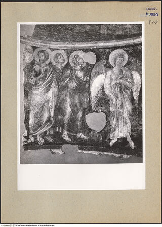 Vorderseite von Hutzel, Max [https://www.deutsche-digitale-bibliothek.de/content/lizenzen/rv-ez/] Himmelfahrt Christi mit Maria, Aposteln und Engeln - Unteres Register, links (nach der Übertragung), bh184676_recto. Foto: Hutzel, Max.