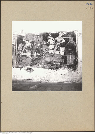 Vorderseite von Sopr. Gall. Bari [https://www.deutsche-digitale-bibliothek.de/content/lizenzen/rv-ez/] Verkündigung. Heiliger Georg und der Drachen. Heiliger Eustachius oder Legende des Tankred von Lecce - Heiliger Georg und Legend des Tankred von Lecce (vor 1975 Übertragung und Restaurierung), bh185228_recto. Foto.