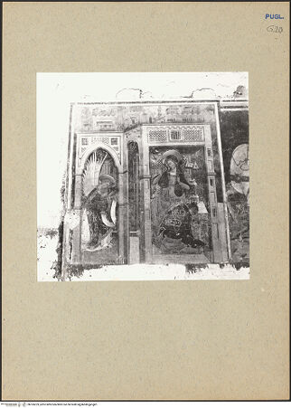 Vorderseite von Sopr. Gall. Bari [https://www.deutsche-digitale-bibliothek.de/content/lizenzen/rv-ez/] Verkündigung. Heiliger Georg und der Drachen. Heiliger Eustachius oder Legende des Tankred von Lecce - Verkündigung (vor 1975 Übertragung und Restaurierung), bh185229_recto. Foto.
