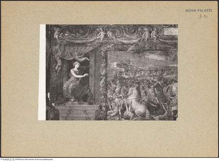 Vorderseite von Sopr. Mon. Laz. ? [https://www.deutsche-digitale-bibliothek.de/content/lizenzen/rv-ez/] Szenen aus dem Leben von Papst Paul III.Der Sieg über Tunis 1535, Allegorien der Fortitudine und der Taufe der Ungläubigen - linke Hälfte der Nordwand, bh186024_recto. Foto.