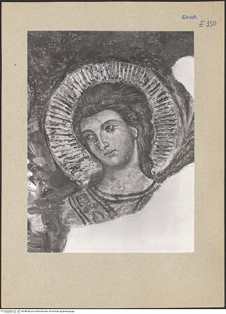 Vorderseite von ICCD [https://www.deutsche-digitale-bibliothek.de/content/lizenzen/rv-ez/] Szenen aus dem Leben der Heiligen und Kreuzigung ChristiDie Kreuzigung Petri - Detail: Engel (rechts), bh188214_recto. Foto.