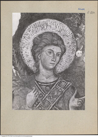 Vorderseite von ICCD [https://www.deutsche-digitale-bibliothek.de/content/lizenzen/rv-ez/] Szenen aus dem Leben der Heiligen und Kreuzigung ChristiDie Kreuzigung Petri - Detail: Engel (links), bh188215_recto. Foto.