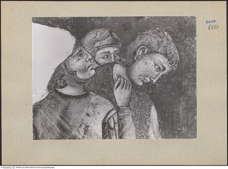 Vorderseite von ICCD [https://www.deutsche-digitale-bibliothek.de/content/lizenzen/rv-ez/] Szenen aus dem Leben der Heiligen und Kreuzigung ChristiDie Kreuzigung Petri - Detail (linke Seite), bh188216_recto. Foto.