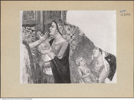 Vorderseite von ICCD [https://www.deutsche-digitale-bibliothek.de/content/lizenzen/rv-ez/] Die sieben Sakramente und der Triumph der KircheSakrament der Firmung - Detail: die Mütter mit den Kinder (während der Restaurierung), bh188285_recto. Foto.