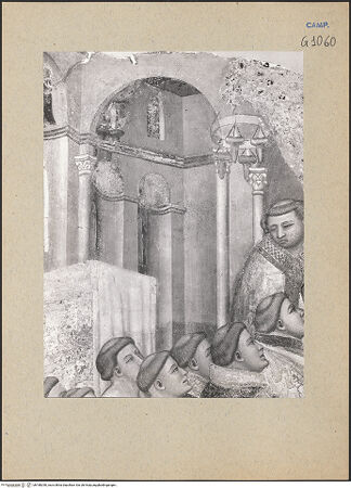 Vorderseite von ICCD [https://www.deutsche-digitale-bibliothek.de/content/lizenzen/rv-ez/] Die sieben Sakramente und der Triumph der KircheSakrament der Priesterweihe - Detail: Klerikergruppe links (während der Restaurierung), bh188290_recto. Foto.