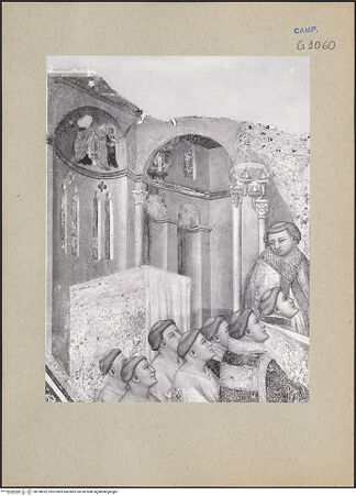 Vorderseite von ICCD [https://www.deutsche-digitale-bibliothek.de/content/lizenzen/rv-ez/] Die sieben Sakramente und der Triumph der KircheSakrament der Priesterweihe - Detail: Klerikergruppe links (während der Restaurierung), bh188292_recto. Foto.