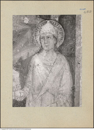 Vorderseite von ICCD [https://www.deutsche-digitale-bibliothek.de/content/lizenzen/rv-ez/] Szenen aus dem Leben MariasAnbetung der heiligen drei Könige - Detail: zweiter König, bh188296_recto. Foto.