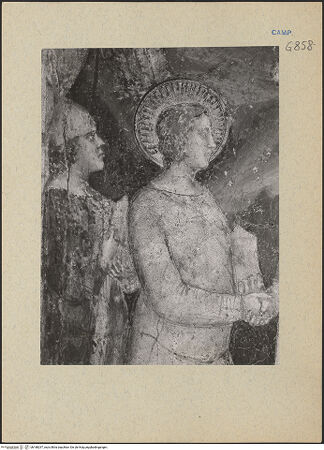 Vorderseite von ICCD [https://www.deutsche-digitale-bibliothek.de/content/lizenzen/rv-ez/] Szenen aus dem Leben MariasAnbetung der heiligen drei Könige - Detail: König (links), bh188297_recto. Foto.