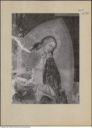 Vorderseite von ICCD [https://www.deutsche-digitale-bibliothek.de/content/lizenzen/rv-ez/] Madonna mit Kind (Eucharistische Allegorie) - Madonna del Cucito; Franziskaner (links) - Detail: Maria, bh188320_recto. Foto.