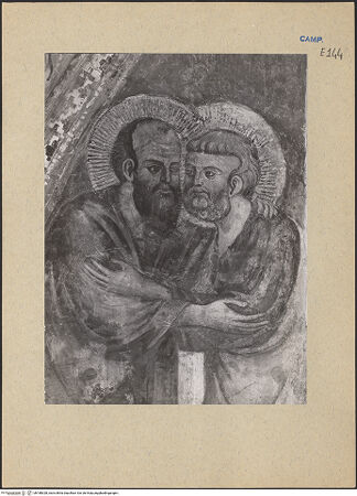 Vorderseite von ICCD [https://www.deutsche-digitale-bibliothek.de/content/lizenzen/rv-ez/] Szenen aus dem Leben der Heiligen und Kreuzigung ChristiDer Abschied Petri von Paulus - Detail, bh188328_recto. Foto.