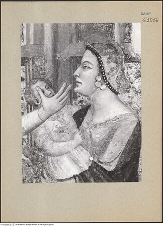 Vorderseite von ICCD [https://www.deutsche-digitale-bibliothek.de/content/lizenzen/rv-ez/] Die sieben Sakramente und der Triumph der KircheSakrament der Firmung - Detail: die Mutter mit dem Kind (während der Restaurierung), bh188348_recto. Foto.