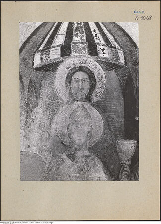 Vorderseite von ICCD [https://www.deutsche-digitale-bibliothek.de/content/lizenzen/rv-ez/] Die sieben Sakramente und der Triumph der KircheTriumph der Kirche - Detail: Christus und Papst (während der Restaurierung), bh188349_recto. Foto.