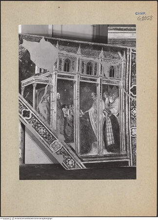Vorderseite von ICCD [https://www.deutsche-digitale-bibliothek.de/content/lizenzen/rv-ez/] Die sieben Sakramente und der Triumph der KircheSakrament der Eucharistie - Teilansicht (während der Restaurierung), bh188354_recto. Foto.