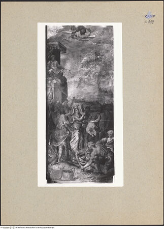 Vorderseite von Sopr. BAS NA [https://www.deutsche-digitale-bibliothek.de/content/lizenzen/rv-ez/] Szenen aus dem Leben der heiligen Lucia, Agatha und CäciliaMartyrium der heiligen Lucia - Gesamtansicht, bh188376_recto. Foto.