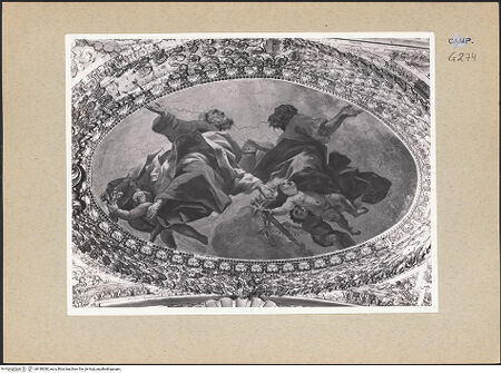 Vorderseite von Sopr. BAS NA [https://www.deutsche-digitale-bibliothek.de/content/lizenzen/rv-ez/] Martyrium und Glorie der Apostel Petrus und Paulus und Aposteln (oder Propheten)Glorie der Apostel Petrus und Paulus - Gesamtansicht, bh188380_recto. Foto.