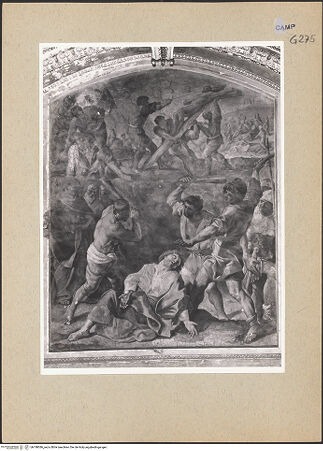 Vorderseite von Sopr. BAS NA [https://www.deutsche-digitale-bibliothek.de/content/lizenzen/rv-ez/] Martyrium und Glorie der Apostel Filippus und Jakobus und Aposteln (oder Propheten)Martyrium der Apostel Filippus und Jakobus und Tugenden - Detail: Martyrium, bh188386_recto. Foto.