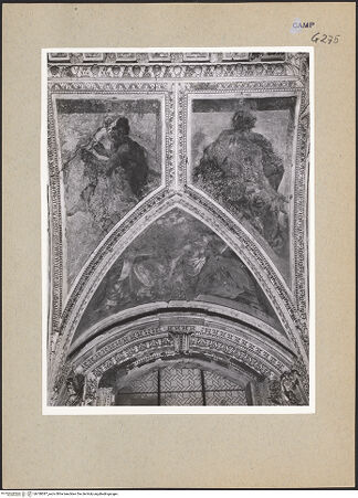 Vorderseite von Sopr. BAS NA [https://www.deutsche-digitale-bibliothek.de/content/lizenzen/rv-ez/] Martyrium und Glorie der Apostel Filippus und Jakobus und Aposteln (oder Propheten)Aposteln oder Propheten - Erster Zwickel links, bh188387_recto. Foto.