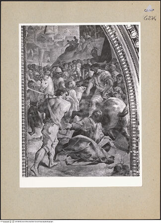 Vorderseite von Sopr. BAS NA [https://www.deutsche-digitale-bibliothek.de/content/lizenzen/rv-ez/] Martyrium und Glorie der Apostel Petrus und Paulus und Aposteln (oder Propheten)Martyrium der Apostel Petrus und Paulus - Enthauptung des Paulus, Detail, bh188408_recto. Foto.