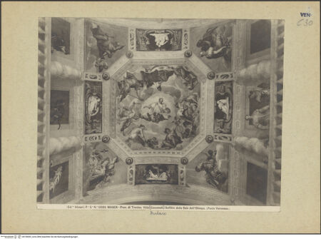 Vorderseite von Alinari [https://www.deutsche-digitale-bibliothek.de/content/lizenzen/rv-ez/] Illusionistische AusmalungDarstellung des Olymp und Personifikationen der Jahreszeiten; Höflinge und Hofdamen auf scheinarchitektonischen Brüstungen - Gesamtansicht, bh190692_recto. Foto.