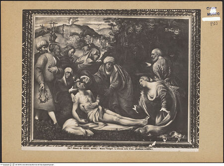 Vorderseite von Alinari [https://www.deutsche-digitale-bibliothek.de/content/lizenzen/rv-ez/] Die Trauer der Angehörigen und Freunde um Christus - Gesamtansicht, bh190955_recto. Foto.